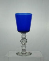 #3404 Spanish 10 oz. Goblet, Cobalt with Crystal Stem, 1933-1941