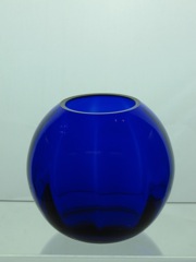 #4045 4 inch Ball Vase, wide optic, Cobalt, 1936-1941