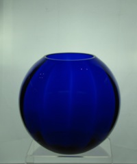 #4045 6 inch Ball Vase, wide optic, Cobalt, 1936-1941
