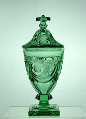 #1405 Ipswich Covered Candy Jar, Moongleam, 1931-1935